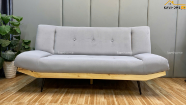 Ghế Sofa Bed Chân Thuyền Bọc Nỉ Nhung Màu Xám Nhạt Tinh Tế