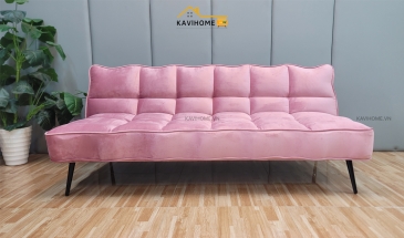 Ghế Sofa Bed Bọc Nỉ Nhung Màu Hồng Dài 1,8m