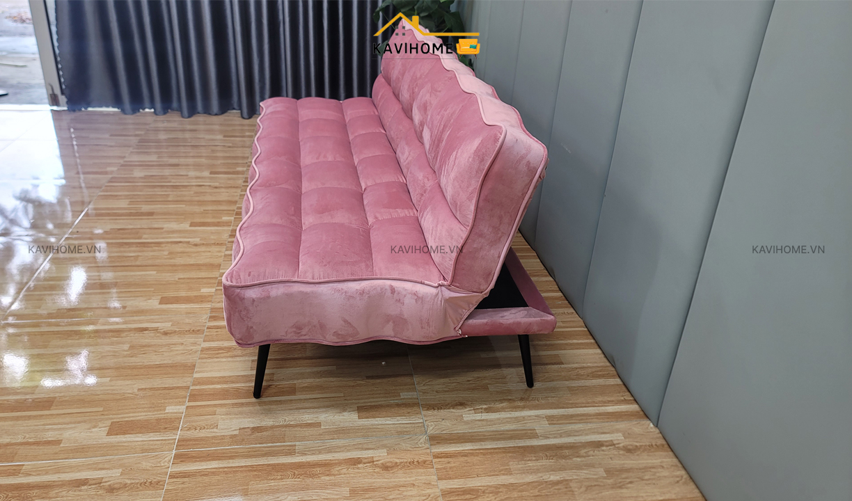 sofa bed màu hồng giúp tối ưu không gian phòng khách