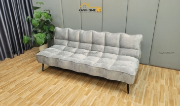 Ghế Sofa Bed Bọc Nỉ Nhung Màu Xám Nhạt Dài 1,8m