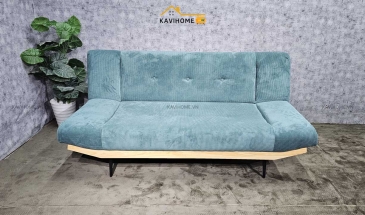 Ghế Sofa Bed Chân Thuyền Bọc Nỉ Tăm Màu Xanh Ngọc Dài 1,85m