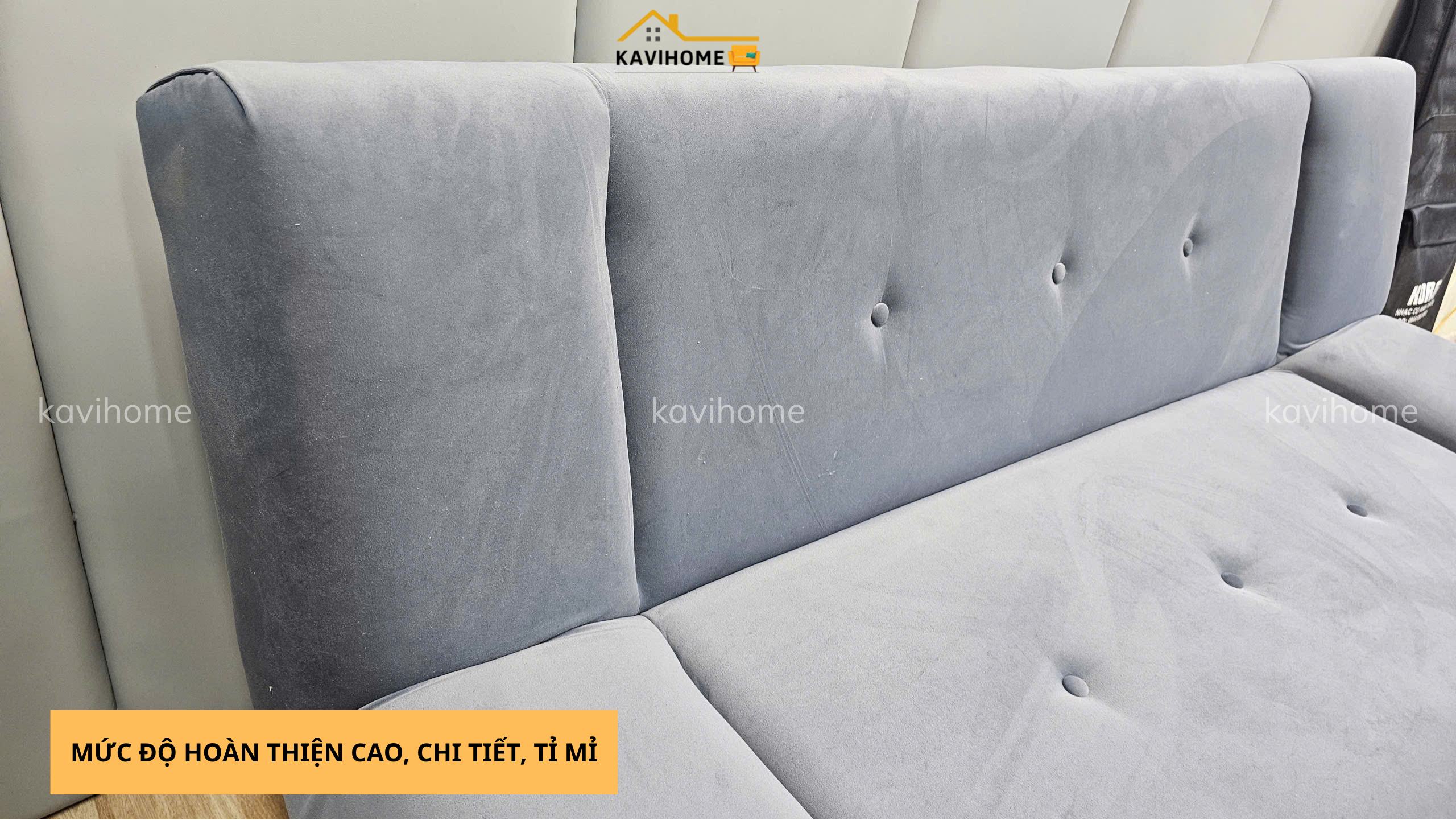 sofa bed chân thuyền bọc nỉ nhung xám đậm