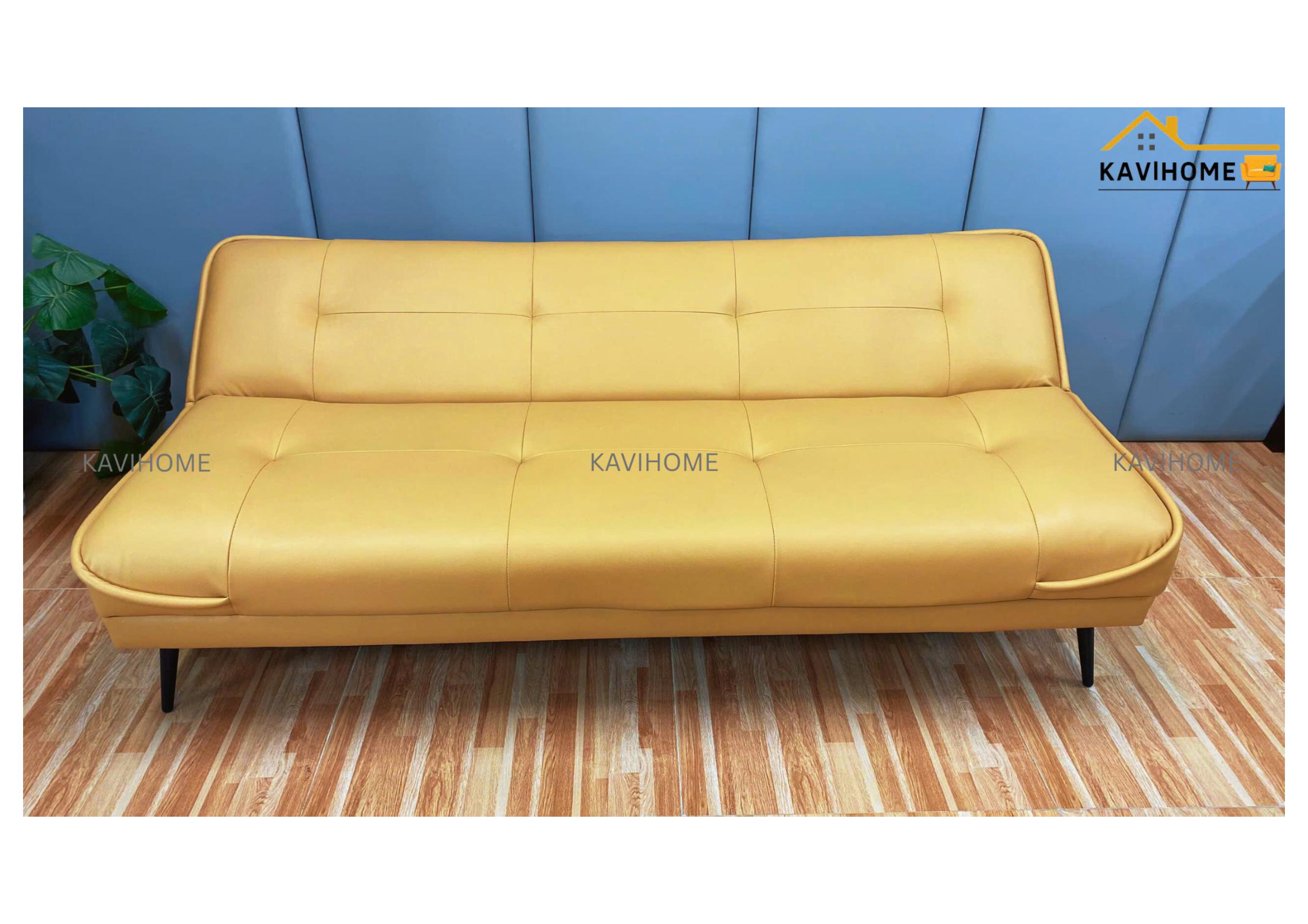 sofa giuong vien vuong kieu moi boc da cong nghiep mau vang de ve sinh