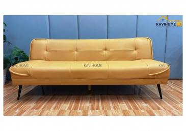 Ghế Sofa Bed Viền Vuông Kiểu Mới Bọc Da CN Màu Vàng Đồng