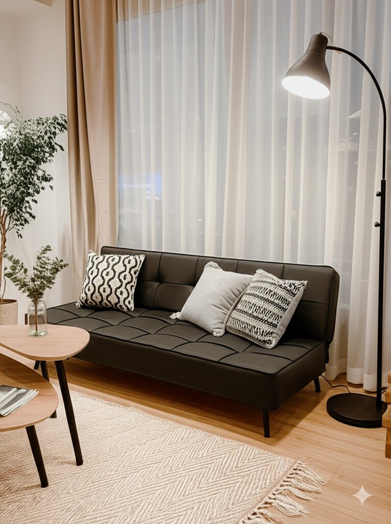 sofa bed vien vuong boc da cong nghiep