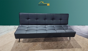 Ghế Sofa Bed Viền Vuông Bọc Da Màu Đen Dài 1,7m