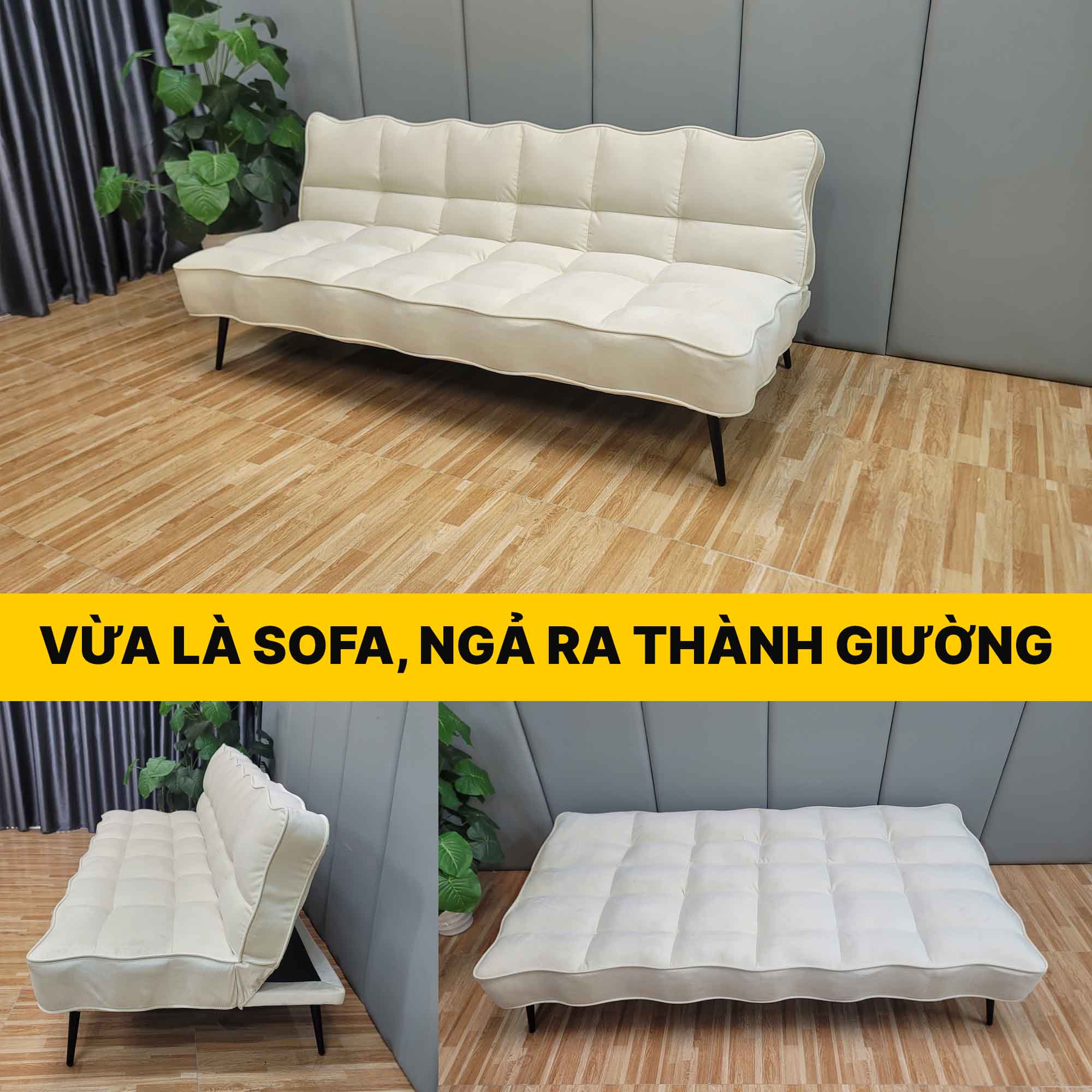 tính năng đa dụng của sofa giường bọc nỉ màu sữa