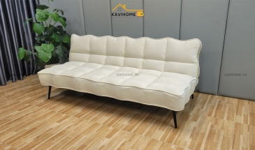 Ghế Sofa Bed Bọc Nỉ Nhung Màu Trắng Sữa Dài 1,8m