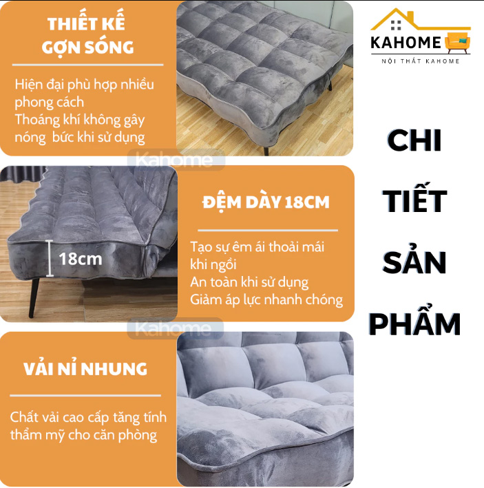 cấu tạo đệm mút của sofa bed sofa giường kiểu mây bọc nỉ màu xám