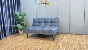 Sofa bed mây kích thước 1m2x1m bọc nỉ nhung màu xám 