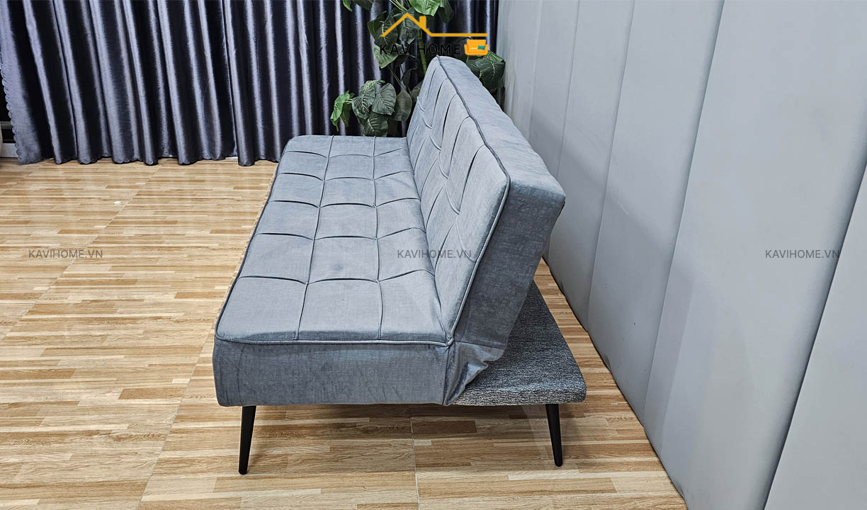 sofa giường viền vuông kích thước 1m7 màu xám đậm trung tính