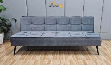 Ghế Sofa Bed Viền Vuông Bọc Nỉ Nhung Màu Xám Đậm Dài 1,7m
