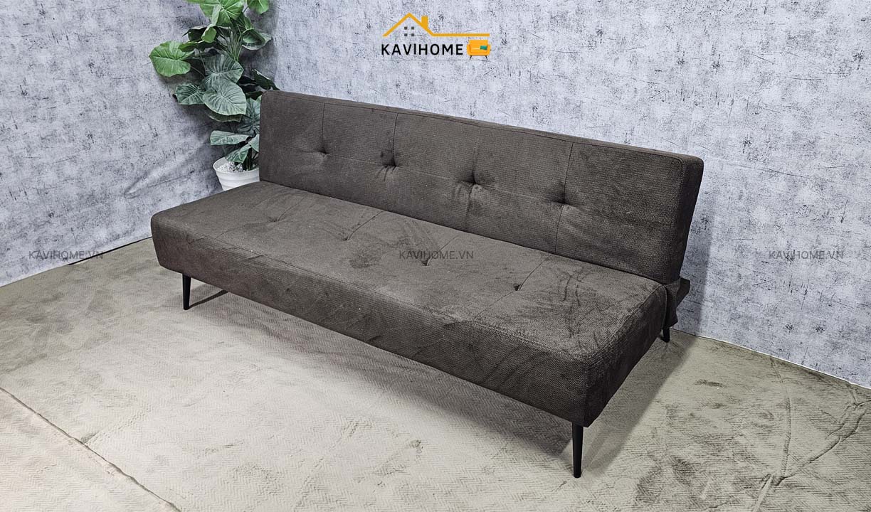 sofa giường bọc nỉ nhung màu nâu thiết kế hiện đại thẩm mỹ
