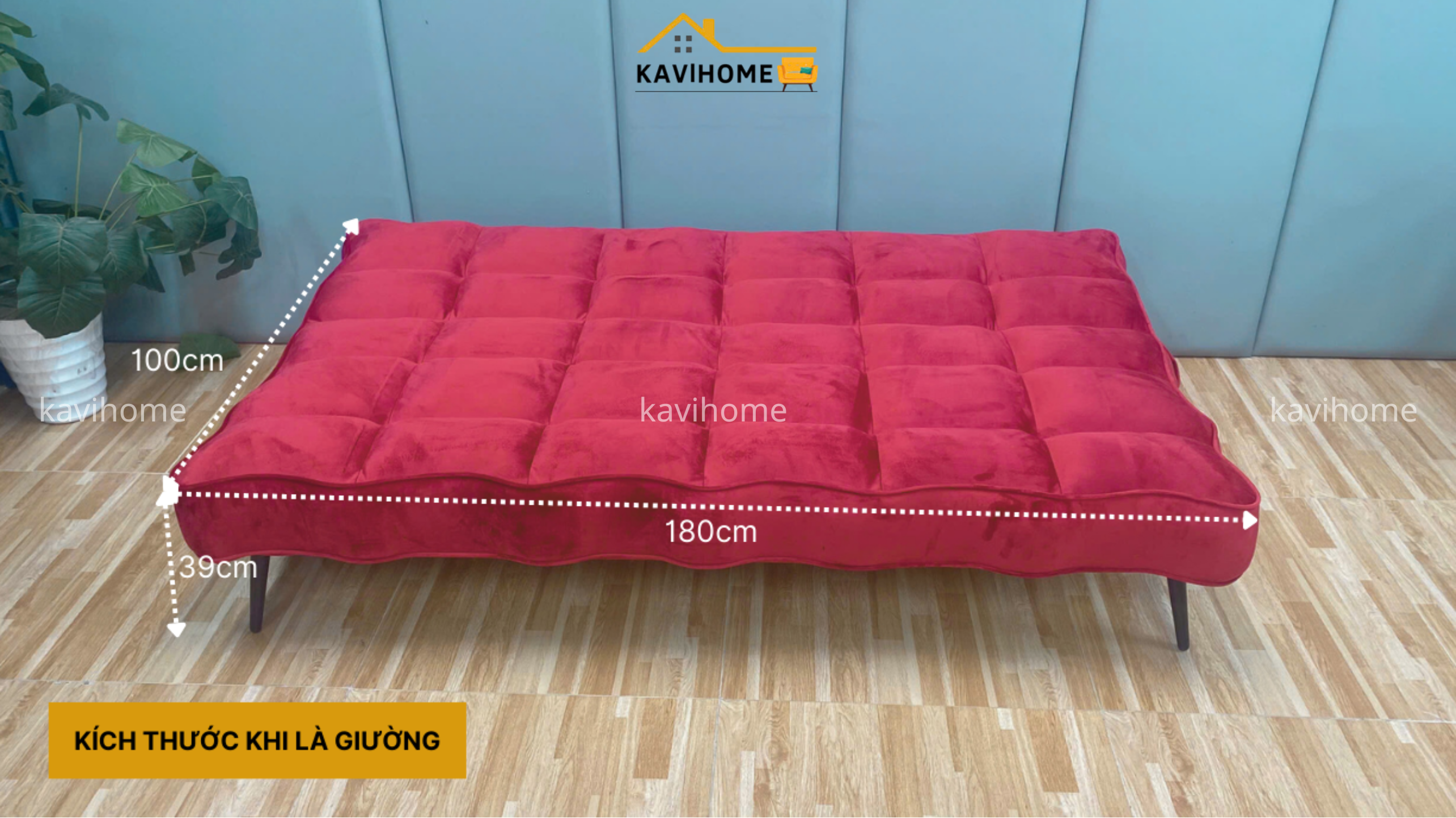 bed mây kích thước 1m8x1m bọc nỉ nhung