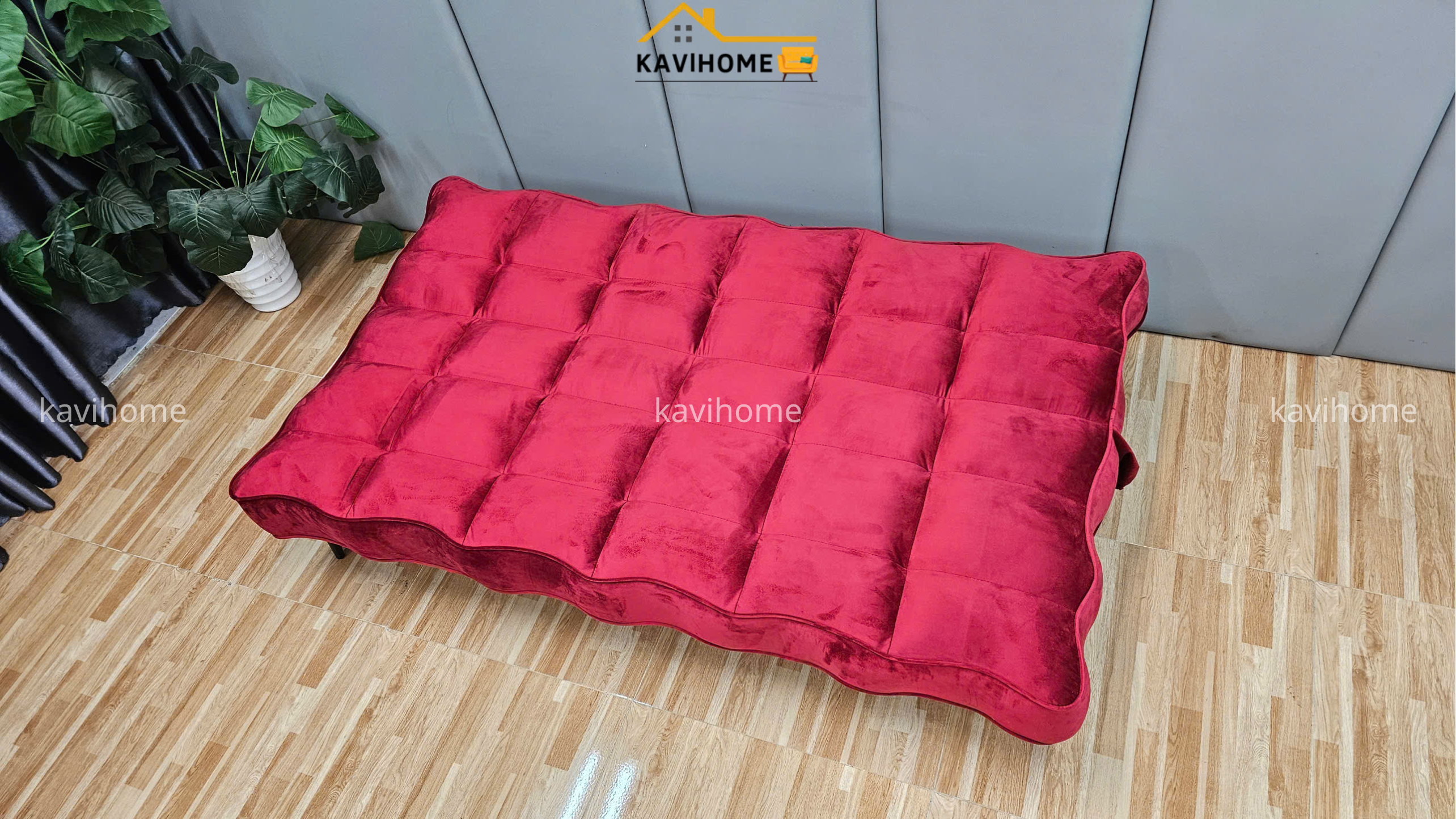 sofa bed viền mây bọc nỉ nhung