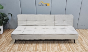 Ghế Sofa Bed Viền Vuông Bọc Nỉ Nhung Màu Be Beige Dài 1,7m